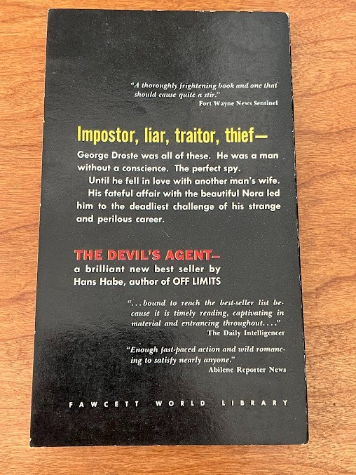 Vtg Paperback - THE DEVIL'S AGENT by Hans Habe