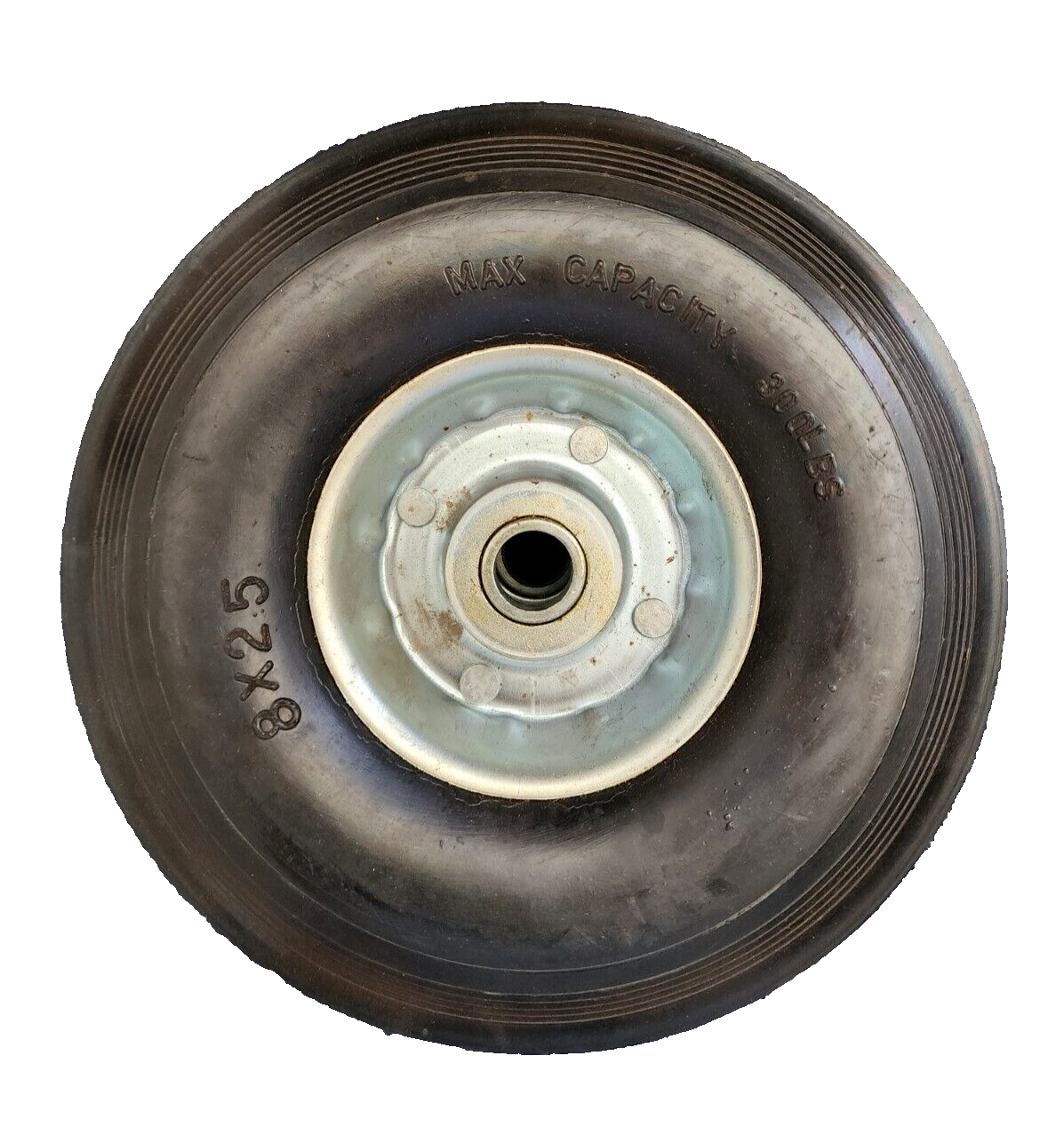 8" Replacement Hard Rubber Tire Wheel Solid & Rim for Dolly Hand Cart Steel Hub
