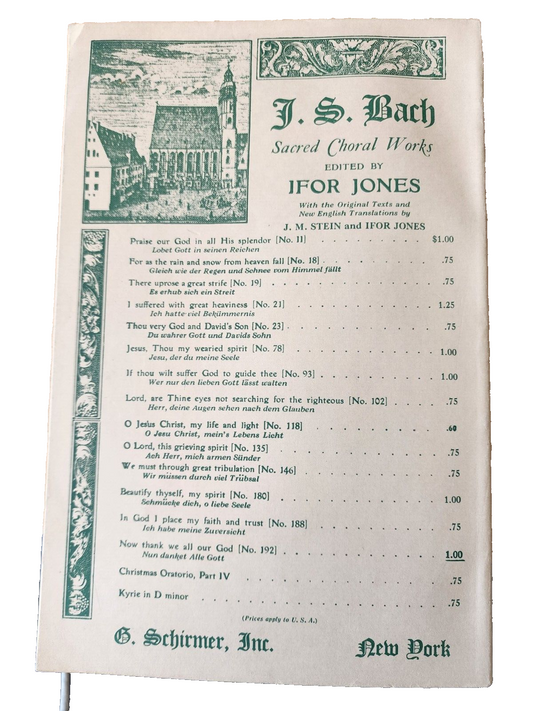 J. S. Bach Choral Works Mass in B Minor Songbook-G. Schirmer Inc. Ed. 2040