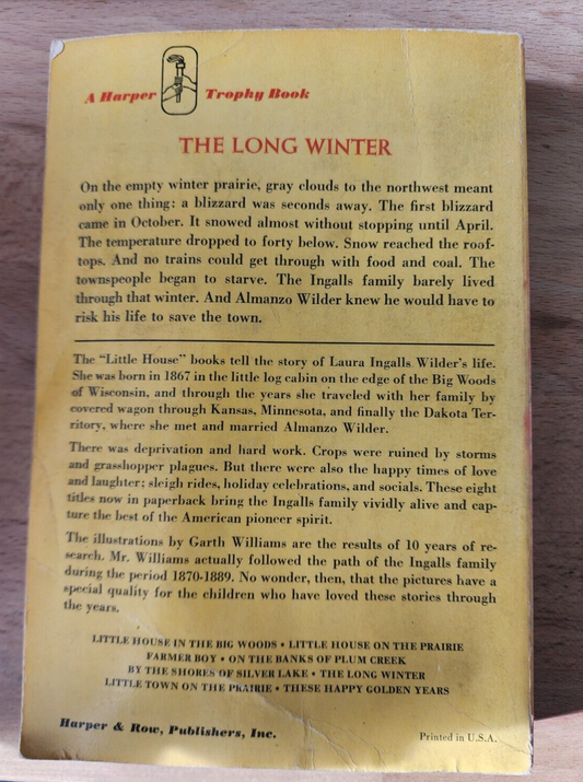 The Long Winter Laura Ingalls Wilder Vintage Paperback Book 1971