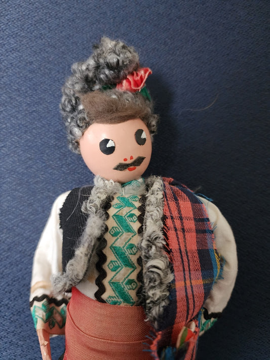 Vintage Doll Bulgaria Male Handpainted 11" Traditional Costume Souvenir