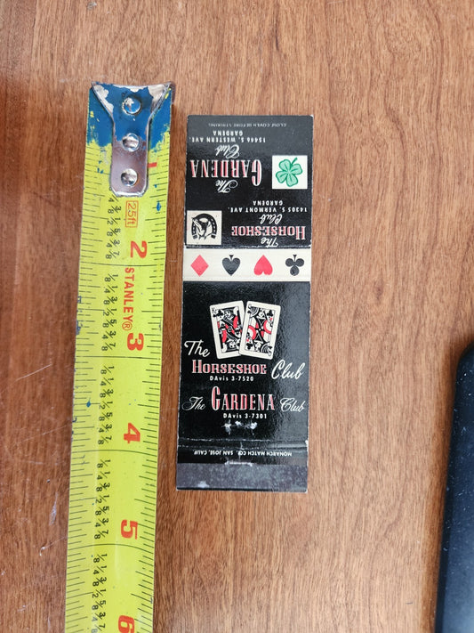 Vintage Matchbook The Horseshoe Club The Gardena Club Gardena California