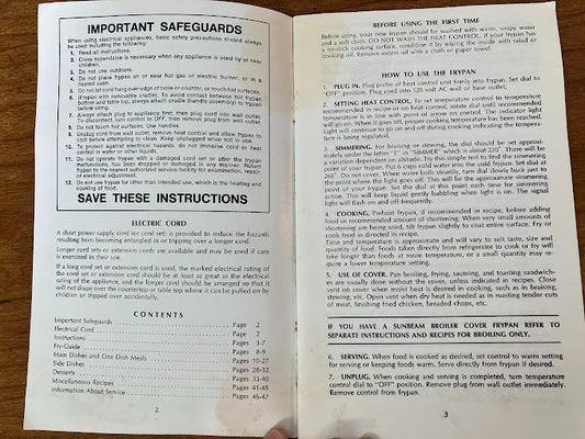 Cookbook - Sunbeam Frypan Recipes and Instructions