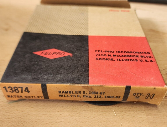 13874 Fel-Pro Thermostat Coolant Water Outlet Gasket Lot of 1
