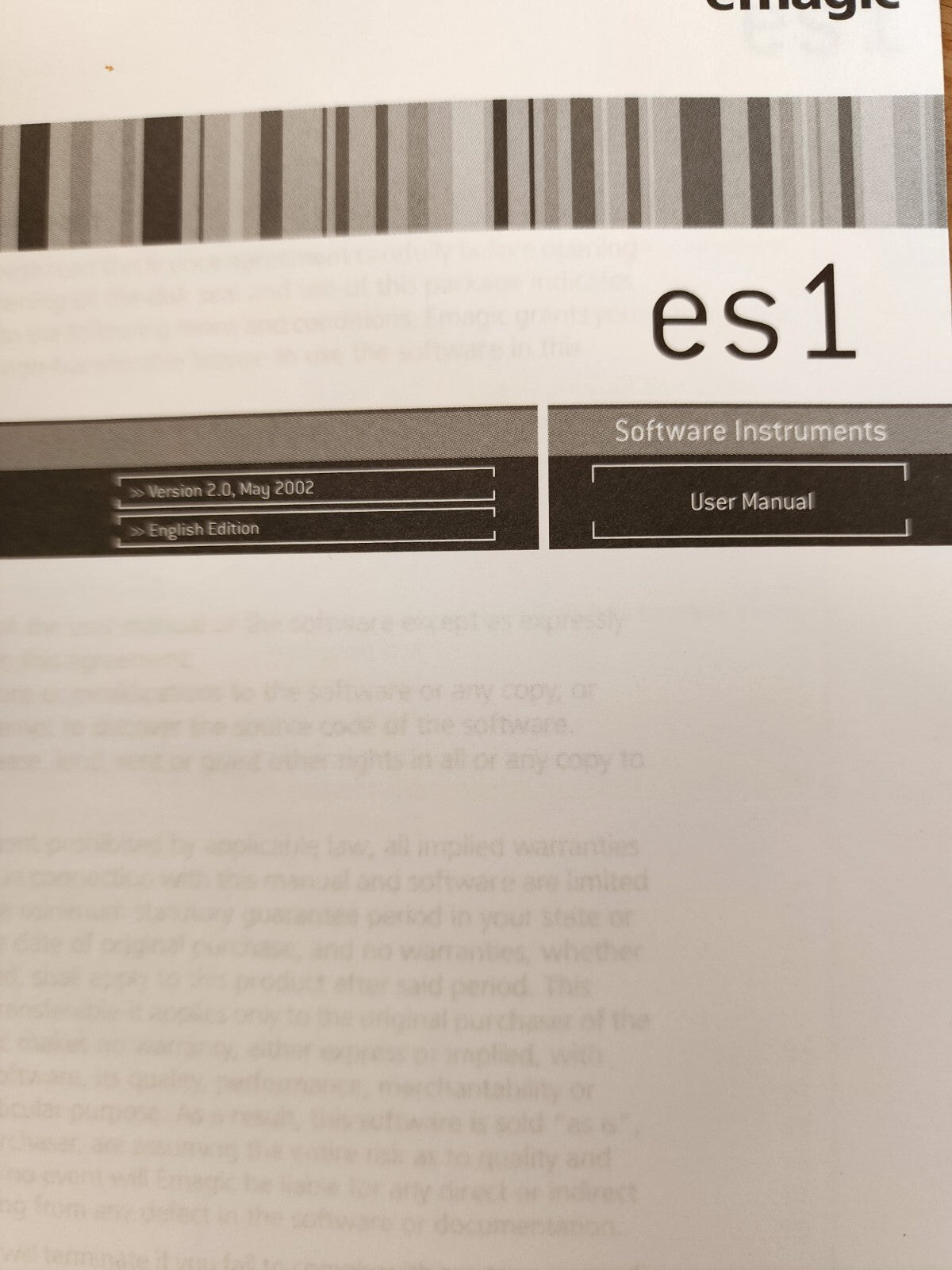 Emagic Es1 Software Instruments Instructions only