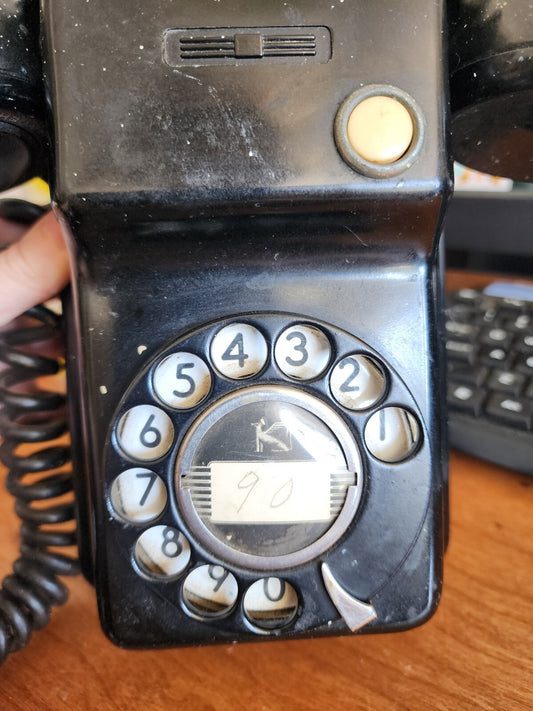 Vintage Kellogg 1000 Series D1002 DAK Black Red Bar Rotary Dial Wall Phone