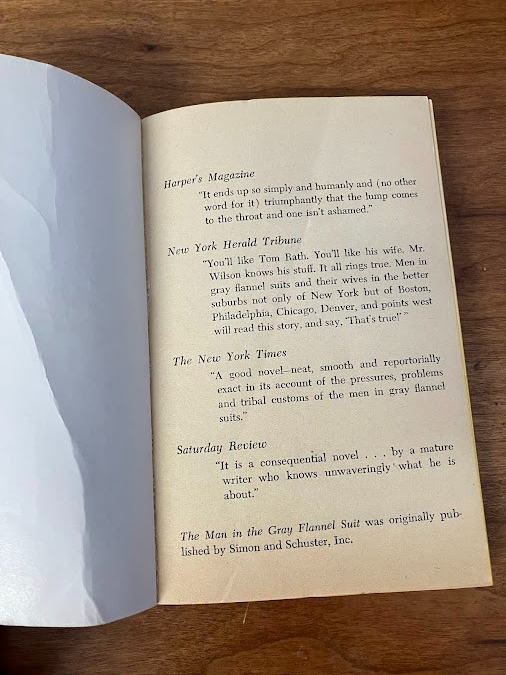 Vintage Paperback - SLOAN WILSON: The Man in the Gray Flannel Suit