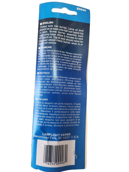 NEW Lamplight B9996 Pack of 3 Cotton Oil Lamp Replacement Wicks 7/8 Inch