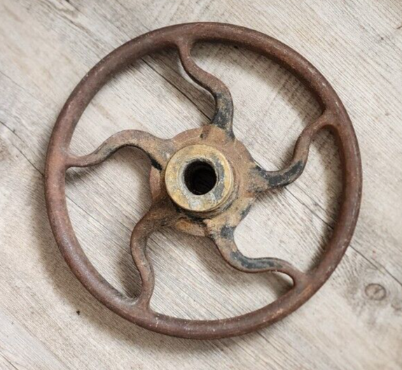 Antique Vintage Crane Valve Wheel Open Shut Wavy Design 12" Diameter