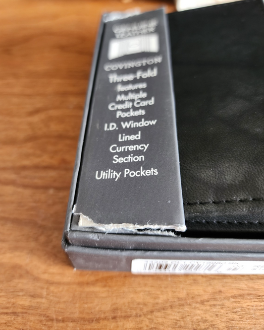 Covington Men’s Black Leather Wallet Three Fold