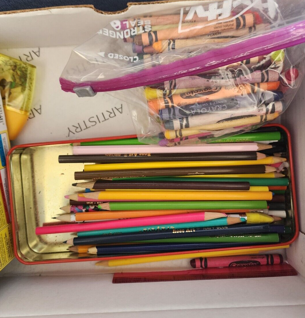 Assorted Color Pencils And Crayons