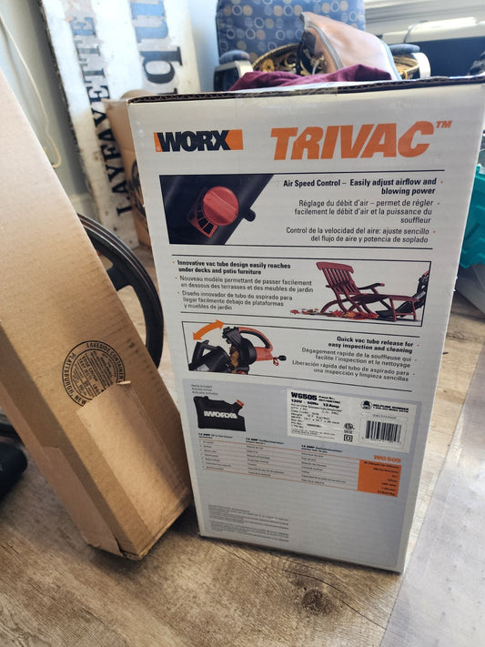 WORX Trivac WG505 Black/Orange 3-in-1 Leaf Vacuum Blower NEW SEALED