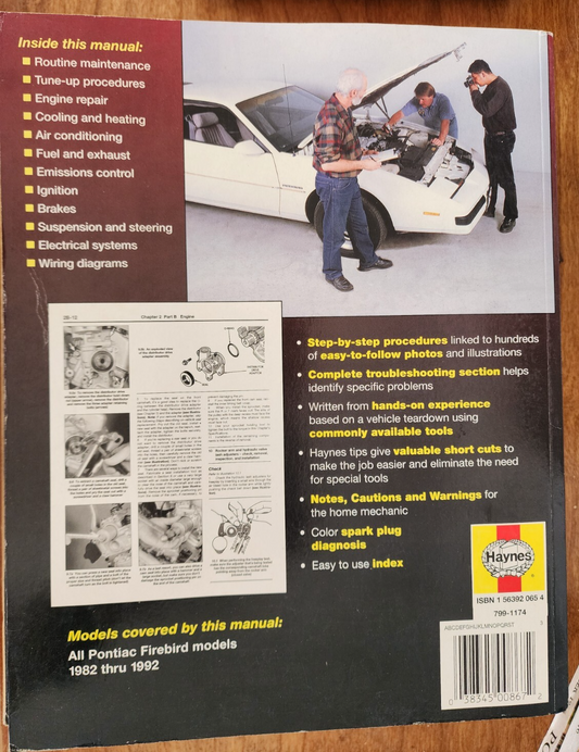 Vtg Haynes Repair Manual 1982-1992 Pontiac Firebird