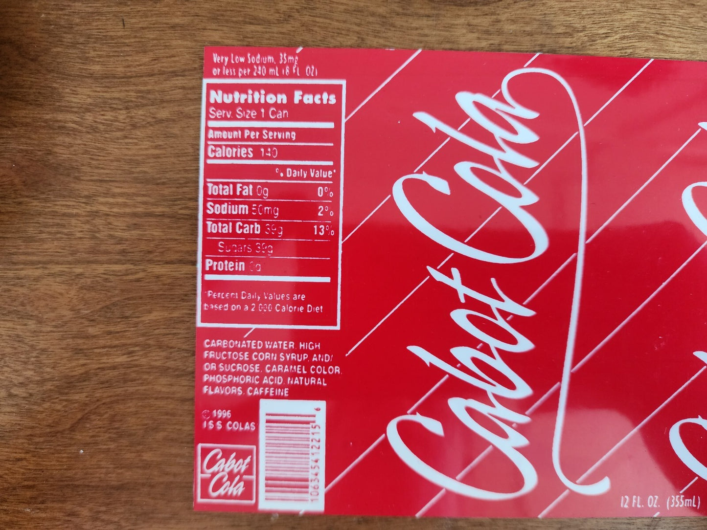 12 Fl Oz Cabot Cola Sticker Prop