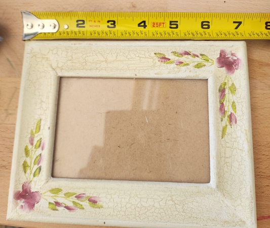 Vintage White Ceramic Picture Frame With Flowers-Cottage Core-Farmhouse Country