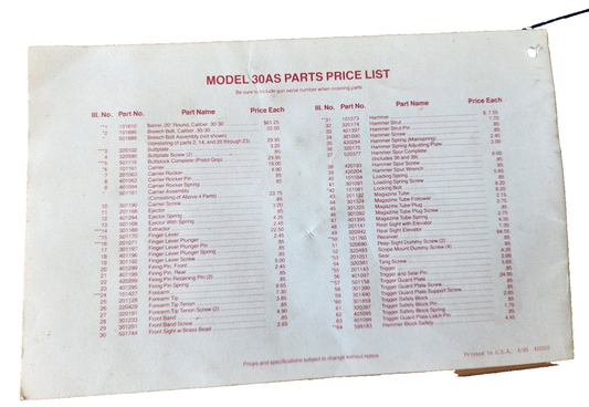 MARLIN Model 444 Lever Action Rifle Owner's Manual W/Certificate of Ownership