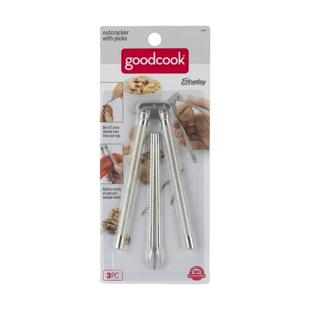 GoodCook Handheld Metal Nutcracker 3-Piece Set With Two Picks