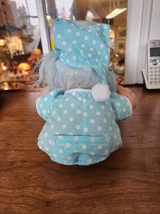 Vtg Russ Troll Doll Blue Night Cap Plush Toy