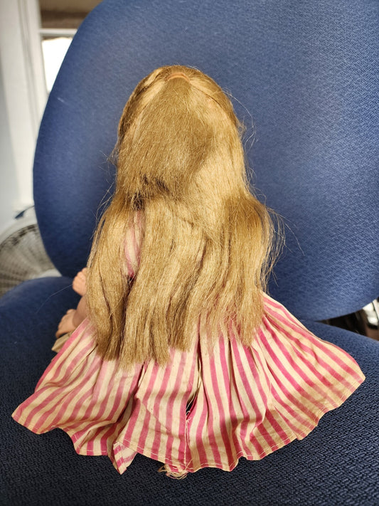 17" Vintage Horsman Doll Rooted Hair Sleep Eyes Long Blonde Hair