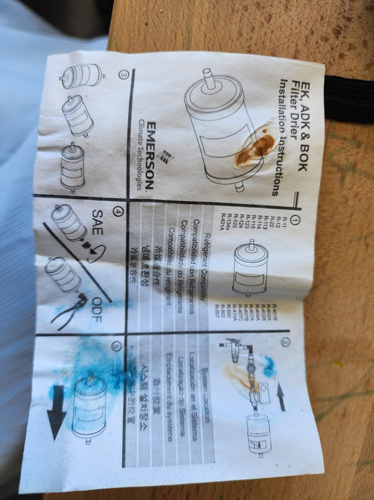 EMERSON Liquid Line Filter Drier, Compacted Bead EK163S - 3/8" 16 in³ 047614