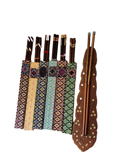 Set Of 6 Hand Carved Wooden Inlay Chopsticks and more (read description)