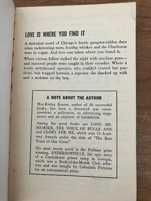 Vtg Paperback - DIVERSEY by MacKinlay Kantor