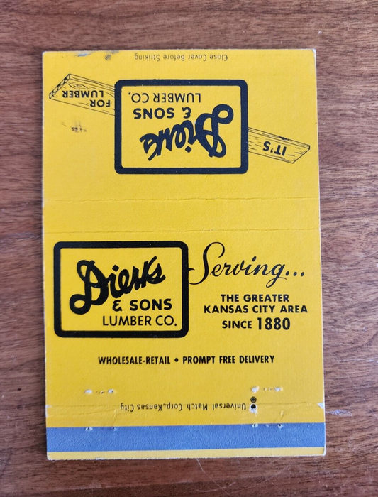 Vintage Dierks and Sons Lumber co. Matchbook