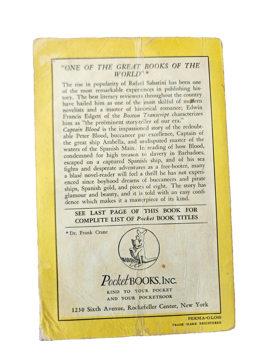 Vintage 1940 - Captain Blood - Rafael Sabatini 1st Edition Pocket Book Paperback