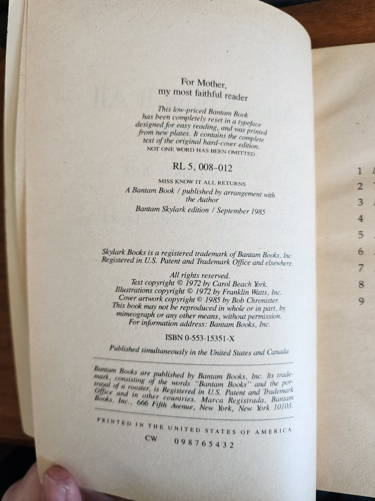 Miss Know It All Returns: A Paperback Book by Carol Beach York