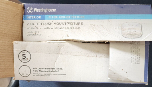 Westinghouse Interior Flush Mount Light Fixture White Finish w White/Clear Glass