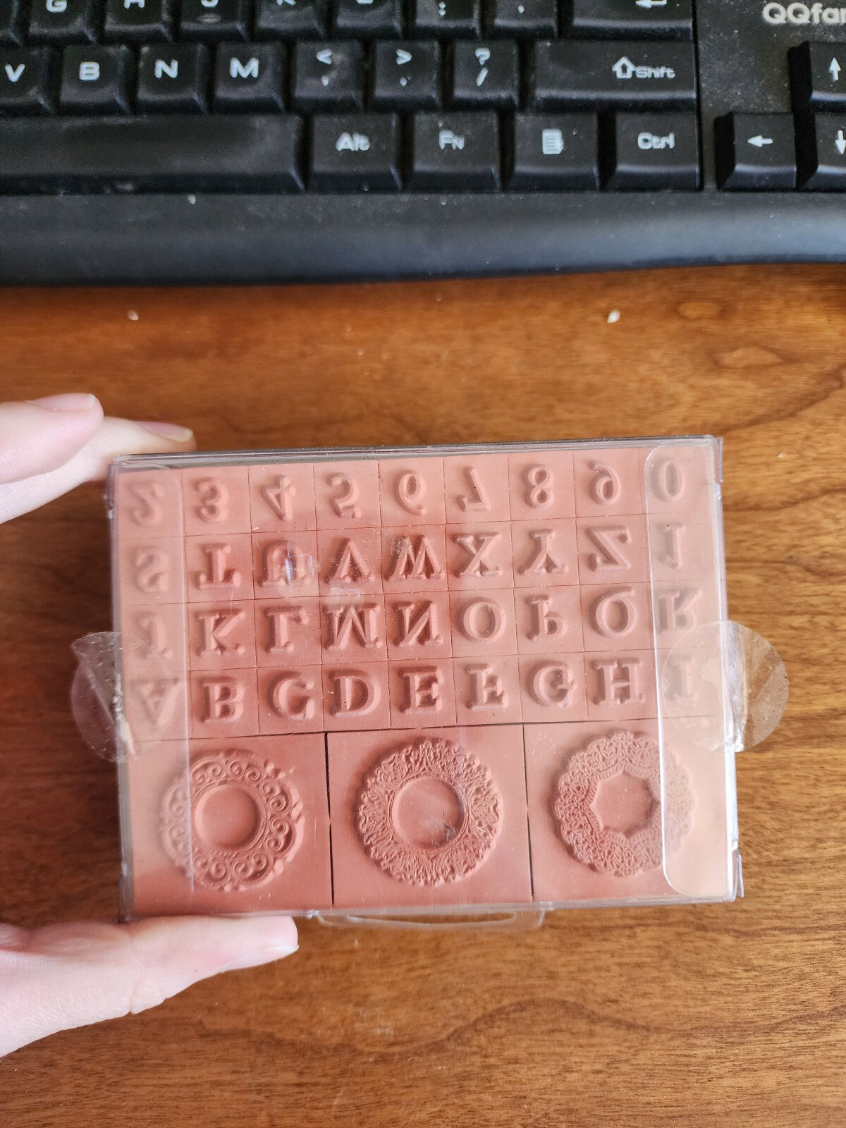 Momenta Upper Case Font Alphabet Letters Wooden Rubber Stamp Set