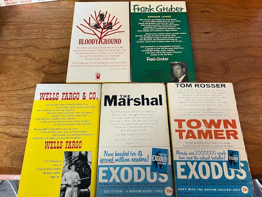 Bantam Books by Frank Gruber - Lot of 5 Vintage Paperback - Pulp Western