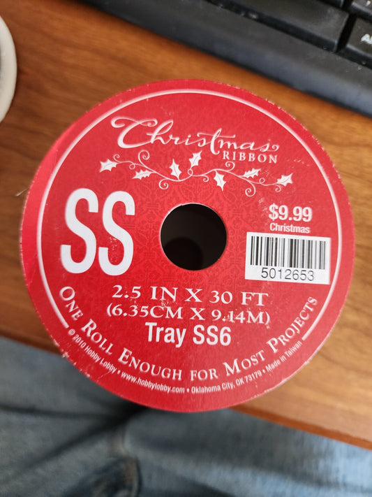 2 Glitter Christmas Wired Edge Ribbon - 1.5” x 30' and 2.5 in x 30'