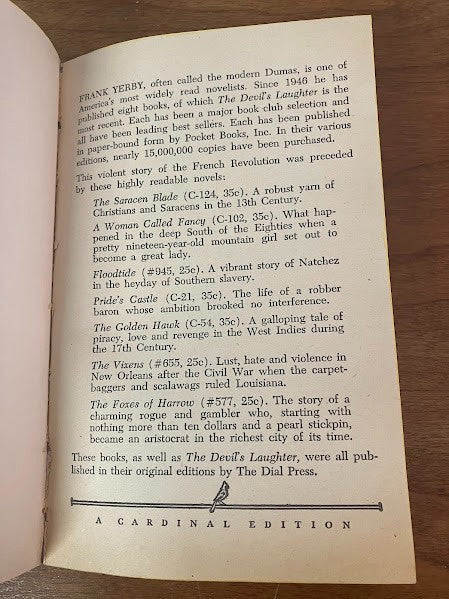 Pocket Book - The Devil’s Laughter by Frank Yerby