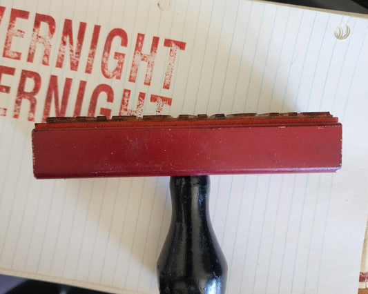 Overnight 5" Rubber and Wooden Stamp