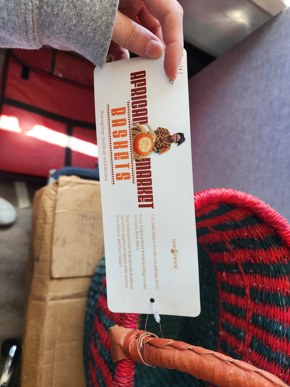 Large Hand-Woven Basket/Market Bag 11" Deep 17" Wide