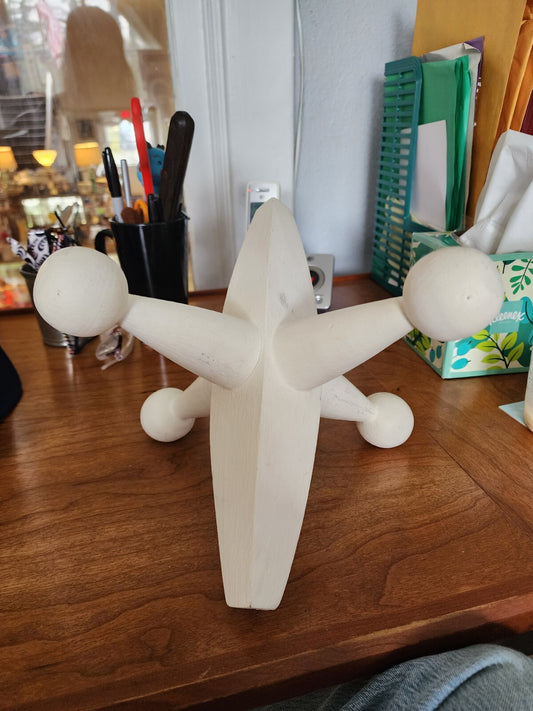 Vintage Large Jack Jax White Wood Chipped Paint 12"x12" Decor