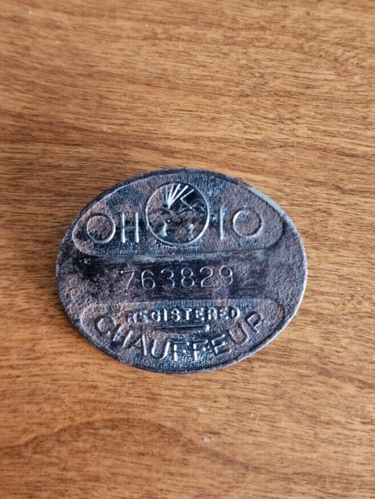 Vtg Ohio Registered Chauffeur Pin #763829