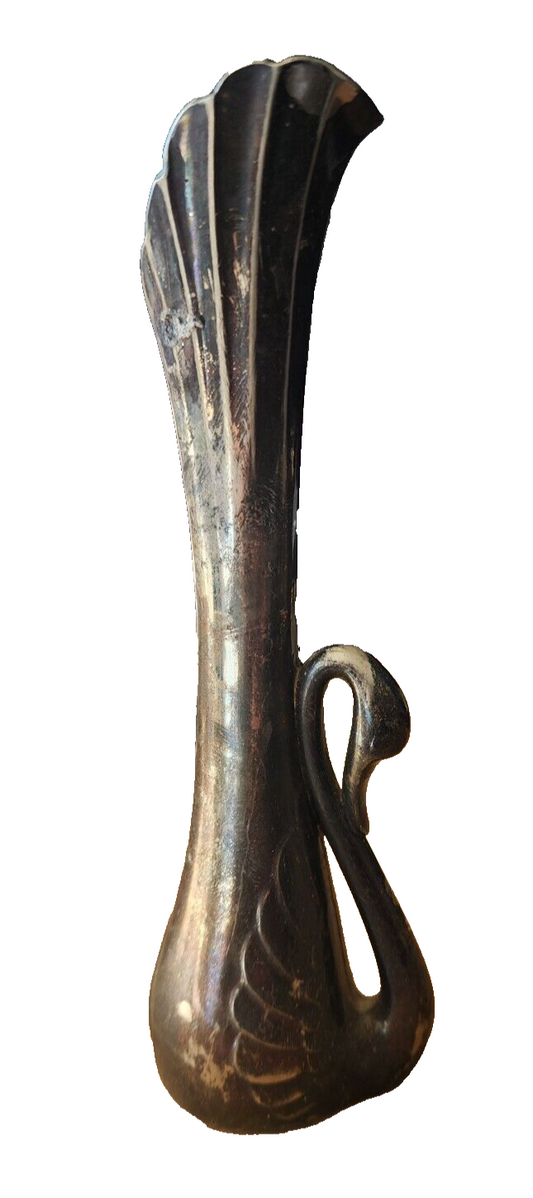Silver Plate Art Nouveau Style Swan Bud Vase