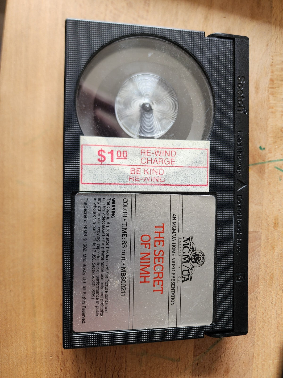 The Secret Of NIMH (MGM/UA Home Video, 1982, BETAMAX) 1st Release RARE