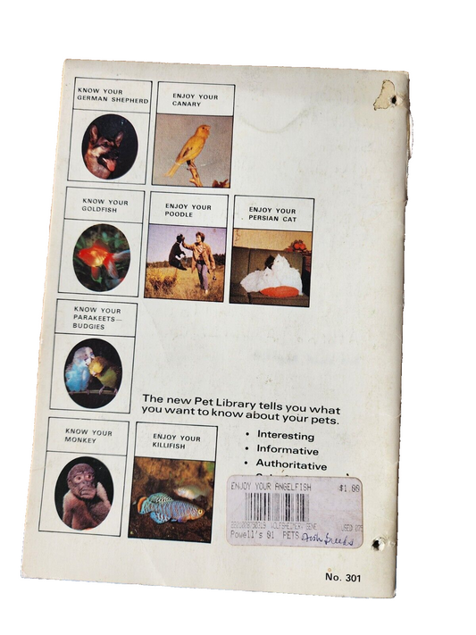 Enjoy Your Angelfish Book By Gene Wolfsheimer 1967