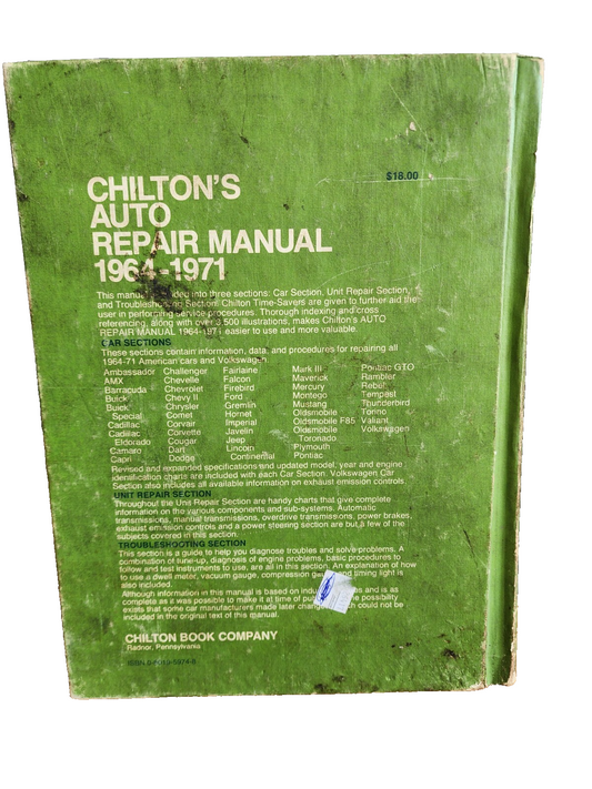 Chiltons auto repair manual 1964-1971