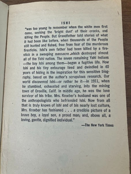 Vintage Paperback - Ishi the Last of His Tribe by Theodora Kroeber