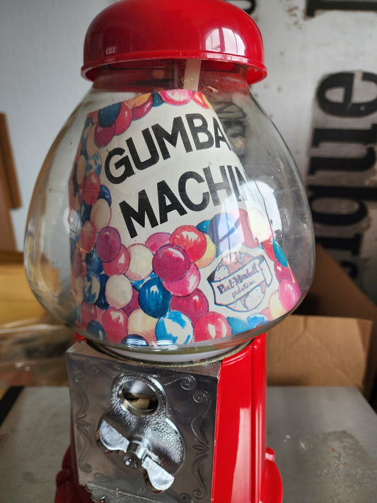 Vtg Gumball Machine - 11-Inch Retro-Style, Coin-Operated Cast Metal