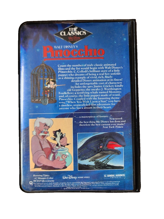 Pinocchio BETA tape Betamax Walt Disney Animation Classic