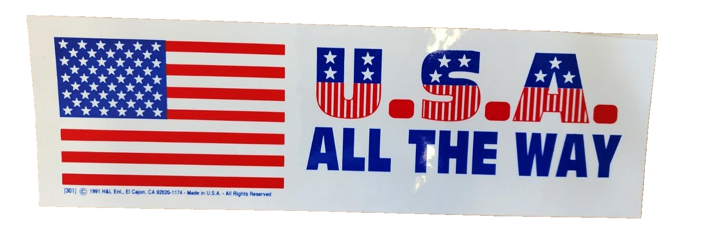 1991 U.S.A. ALL THE WAY BUMPER STICKER