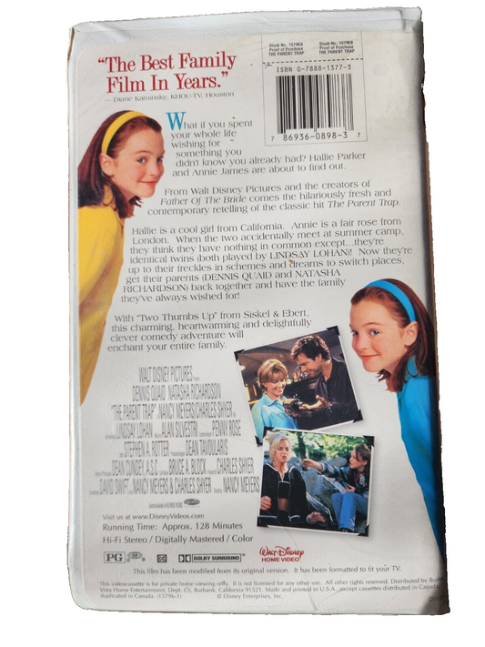 The Parent Trap VHS 1998 Disney Clamshell Lindsey Lohan