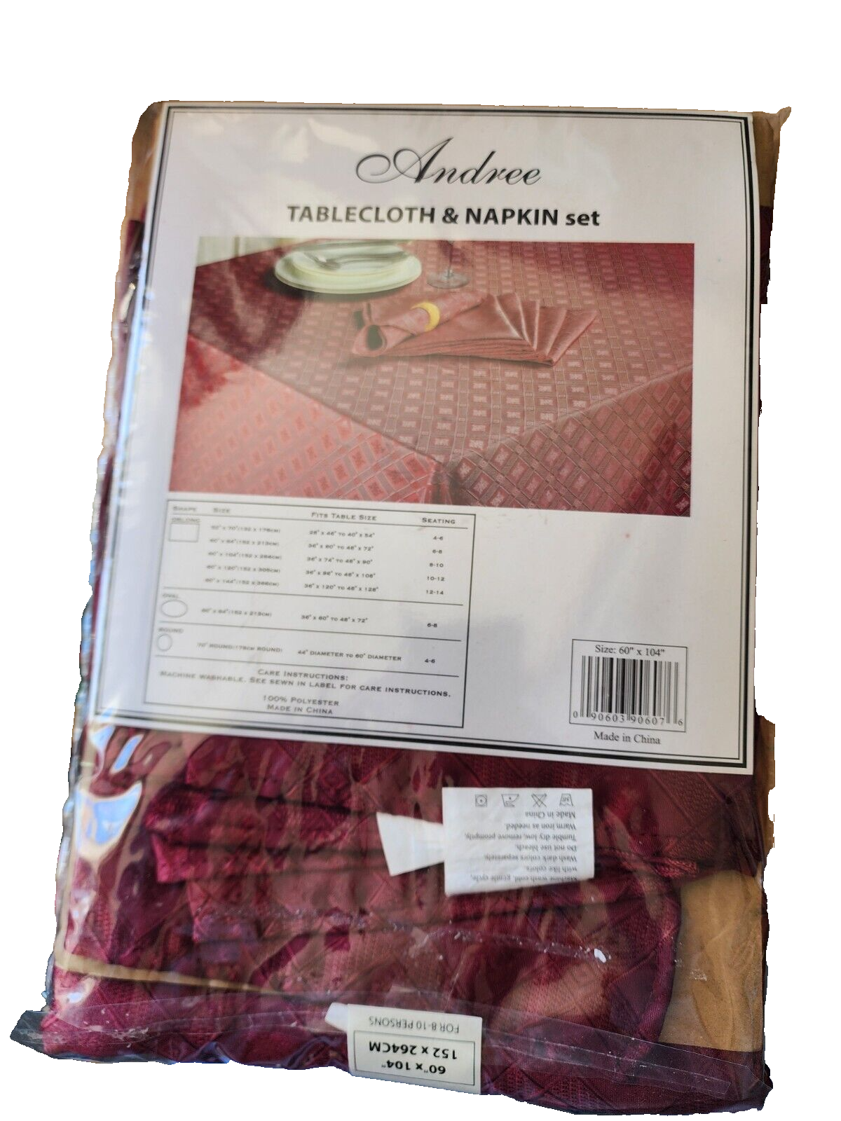 Andree Tablecloth & Napkin set (1 Damaged Napkin) 60" x 104"