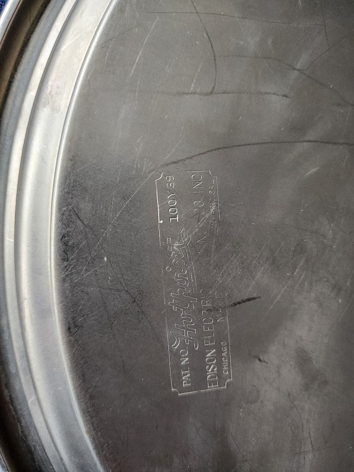 Vintage Silver-Plated Round Serving Tray with Handles 15"
