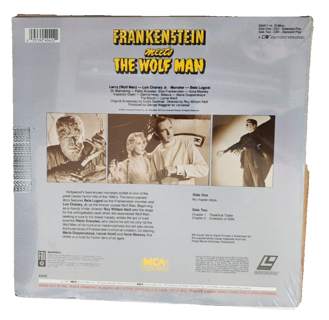 Frankenstein Meets the Wolf Man (Laserdisc) Encore Edition HTF MCA RARE SEALED